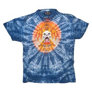 Vintage 1990s Bone To Be Wild Skateboard Skull Symmetria Tie Dye Shirt